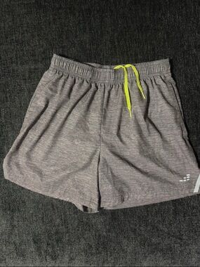 Men’s S bcg Gray Athletic Shorts with Neon Yellow Drawstring